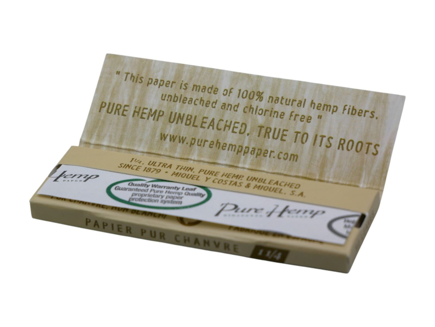 Pure Hemp Unbleached 1 1/4 Size Rolling Papers Tobacco Smoking - 50 Leaves