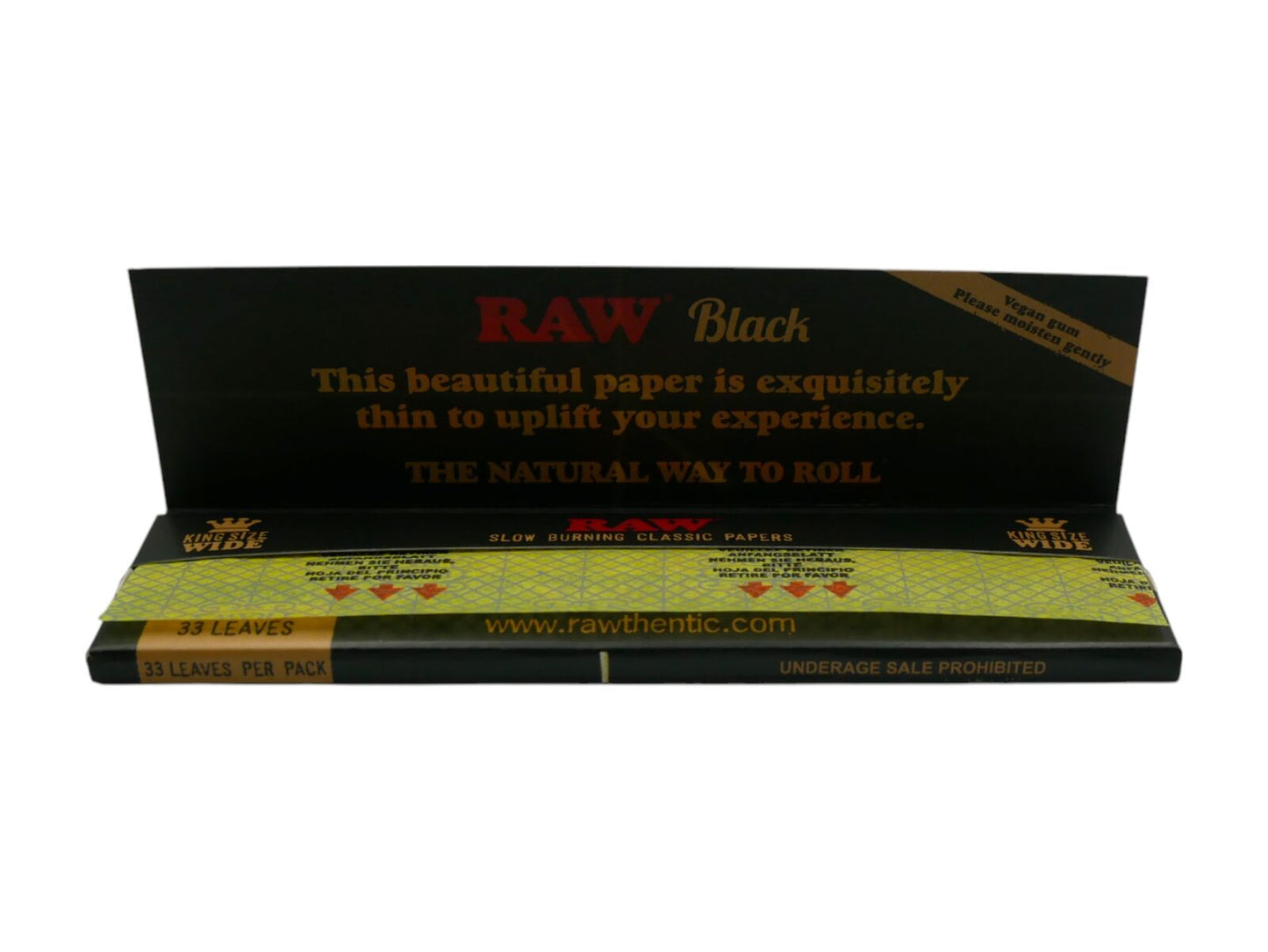 RAW Black King Size Slim Wide Classic Natural Unrefined Rolling Papers Smoking
