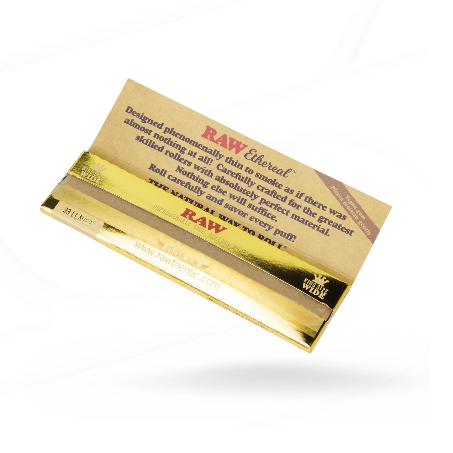 1 x RAW Ethernal King Size Wide Rolling Papers Gold Edition Pack of 32 Leaves