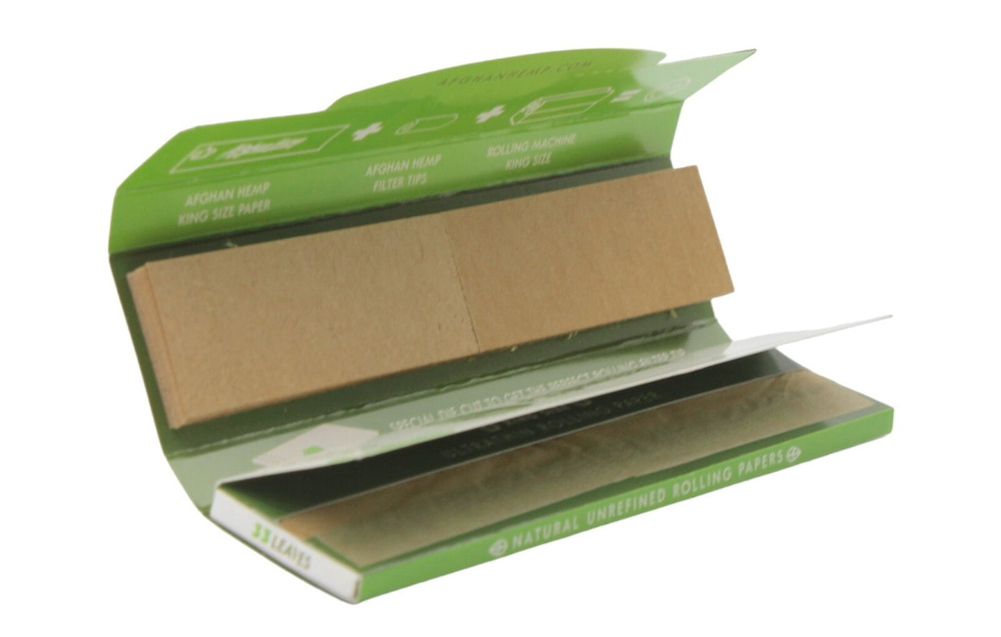 Afghan Hemp King Size Slim Unrefined Papers with Tips (33 Leaves)