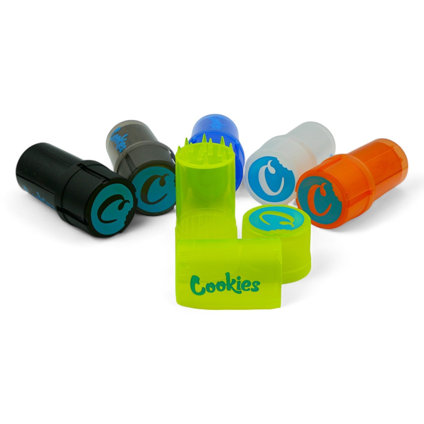 2 x Smell Proof Storage Container Built-in Herb Grinder Crusher - Assorted Colours