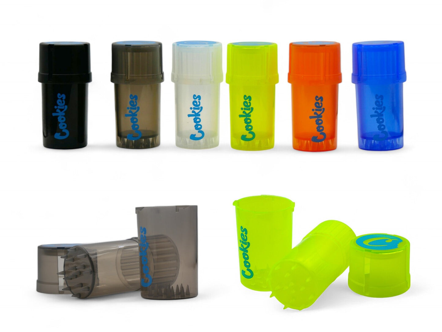 2 x Smell Proof Storage Container Built-in Herb Grinder Crusher - Assorted Colours