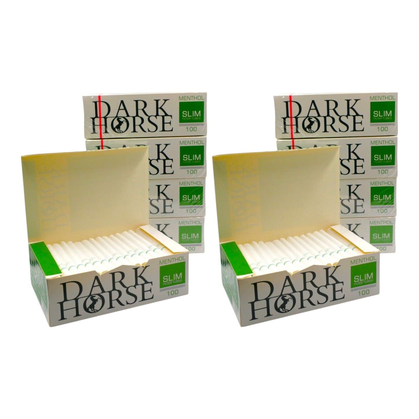 1000x Dark Horse Slim Menthol Filter Tubes Green Cigarette Tubes