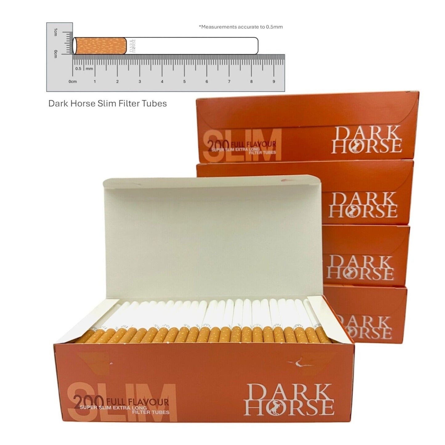 1000x Dark Horse Super Slim Filter Tubes Extra Long Tobacco Cigarette Tube