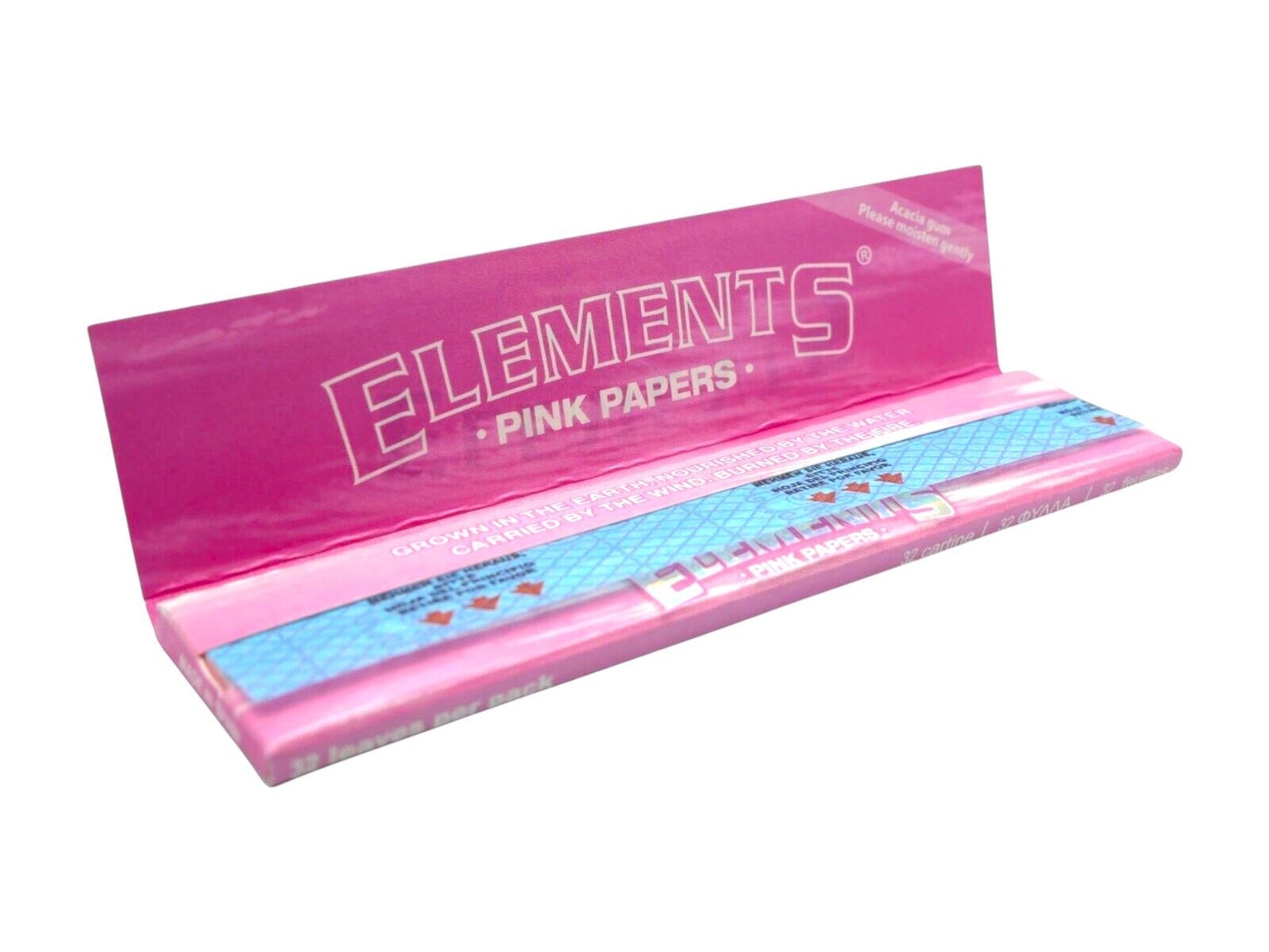 1 x Elements King Size Slim Pink Papers Smoking Herbs Tobacco 32 Leaves