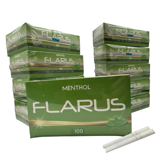 1000x Flarus Menthol Filter Tubes King Size Cork Cigarette Tubes Green