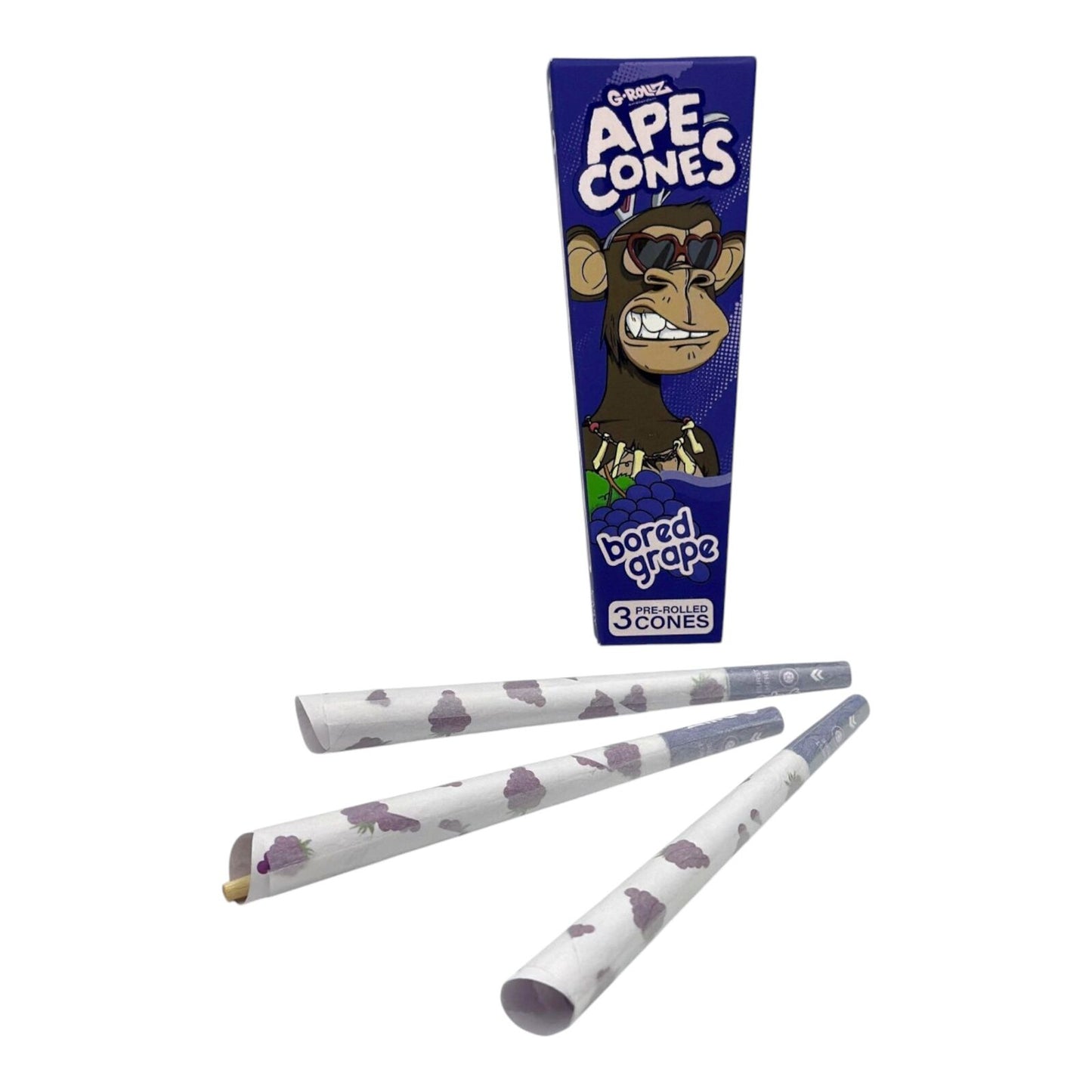G Rollz Ape Bored Grape King Size Pre Rolled Paper Cones 3 Pack Flavour
