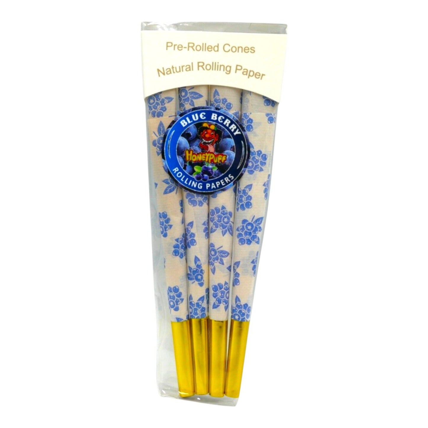 Honeypuff Blueberry King Size Classic Pre Rolled Cones Rolling Paper - 8 Cones