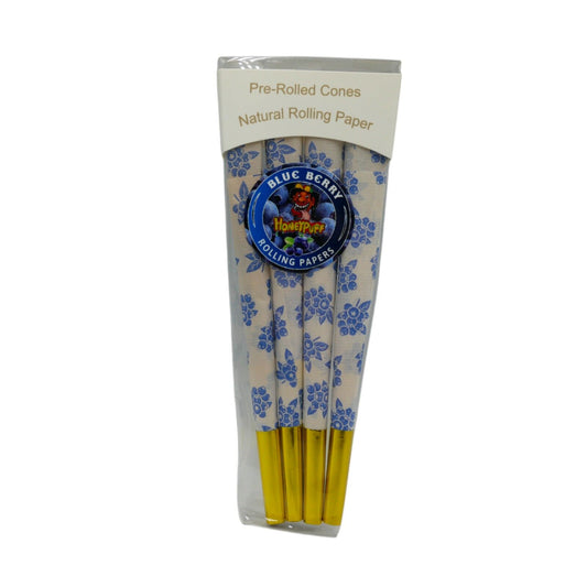 Honeypuff Blueberry King Size Classic Pre Rolled Cones Rolling Paper - 8 Cones