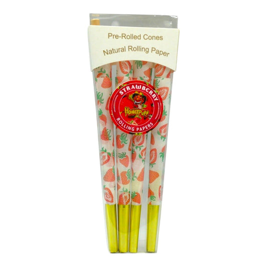 Honeypuff Strawberry King Size Classic Pre Rolled Cones Rolling Paper - 8 Cones