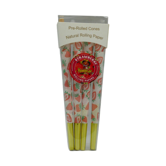 Honeypuff Strawberry King Size Classic Pre Rolled Cones Rolling Paper - 8 Cones