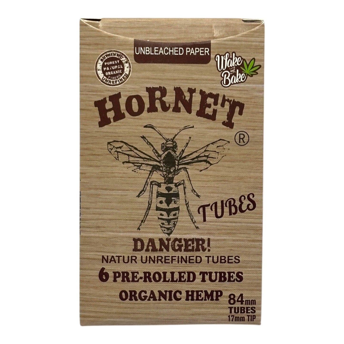 Hornet Organic 6 Pack Unbleached Regular Pre Rolled Cones Paper 84mm