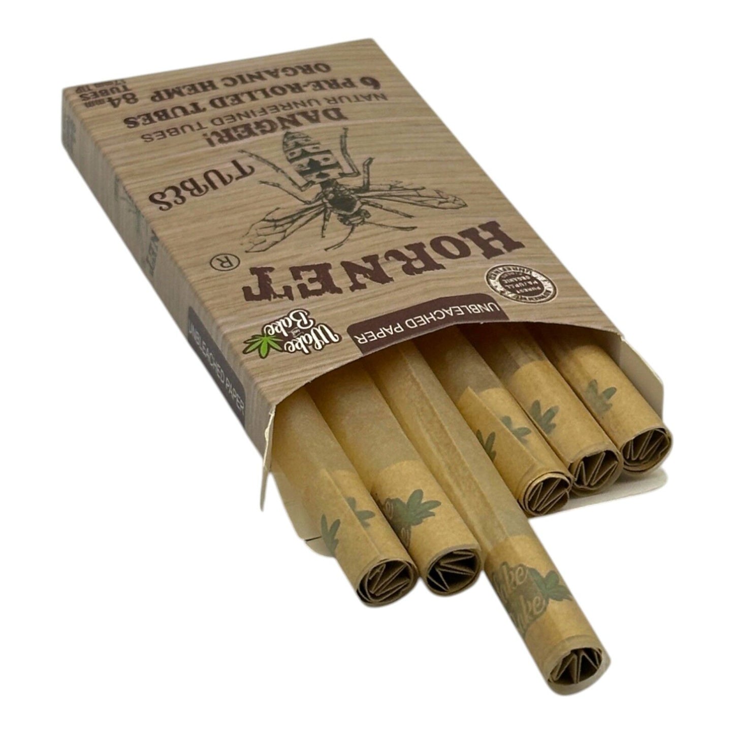 Hornet Organic 6 Pack Unbleached Regular Pre Rolled Cones Paper 84mm