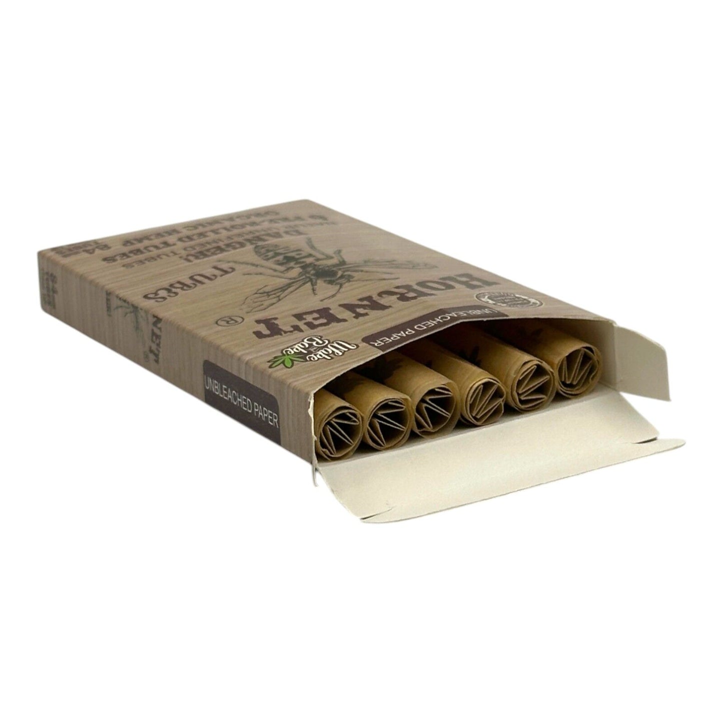 Hornet Organic 6 Pack Unbleached Regular Pre Rolled Cones Paper 84mm
