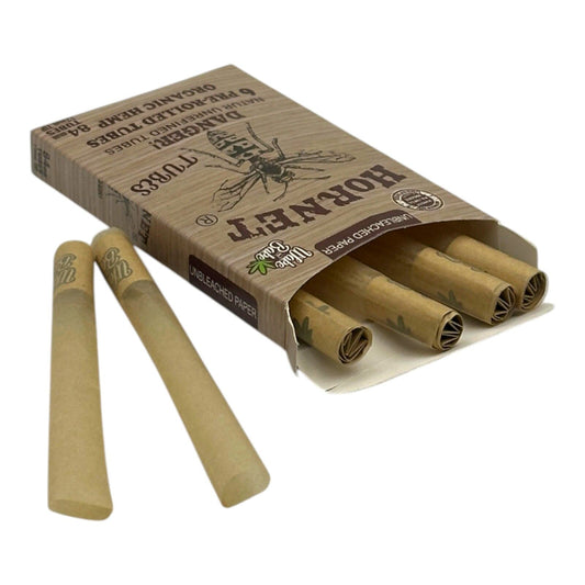 Hornet Organic 6 Pack Unbleached Regular Pre Rolled Cones Paper 84mm