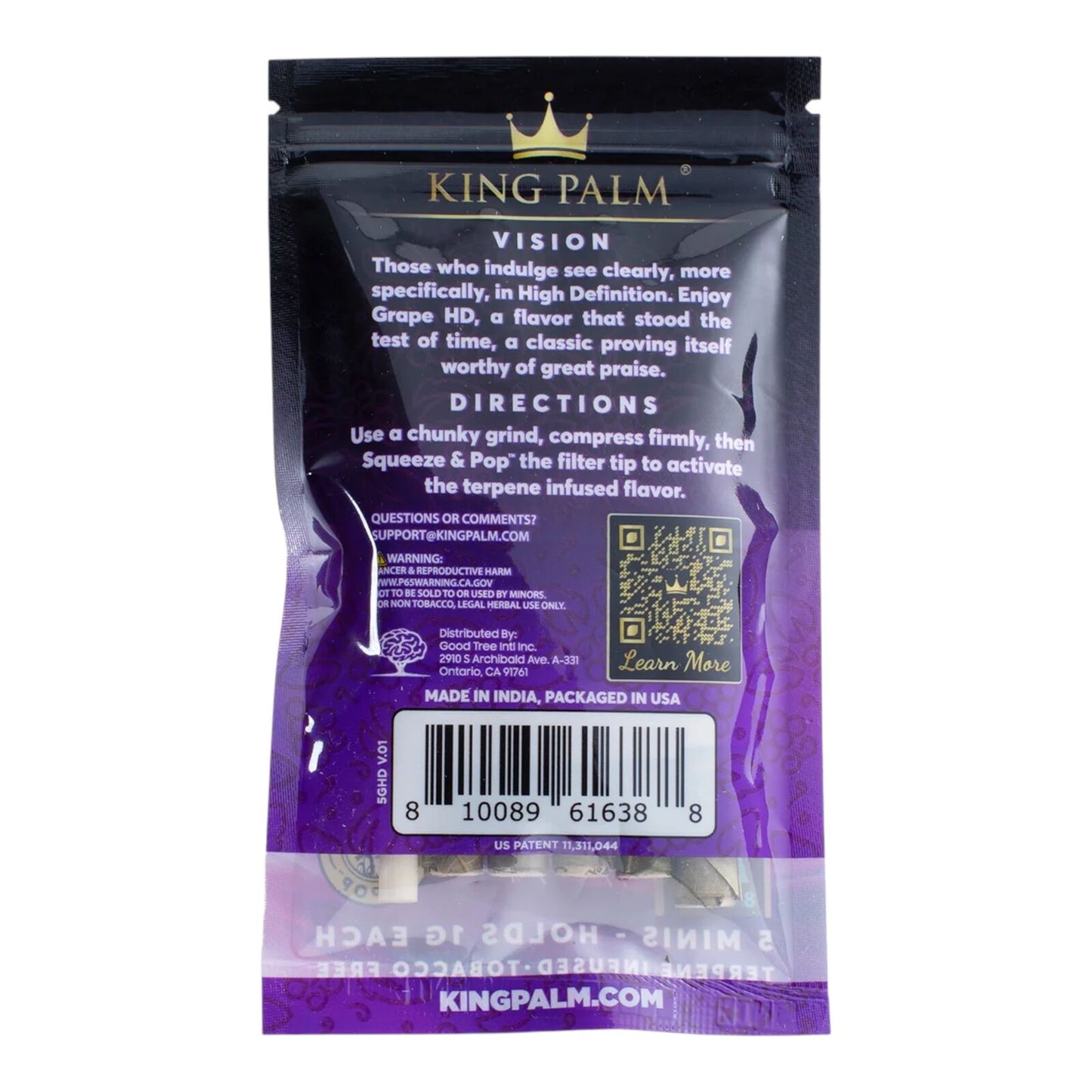5 X King Palm Grape HD Mini Leaf Wraps