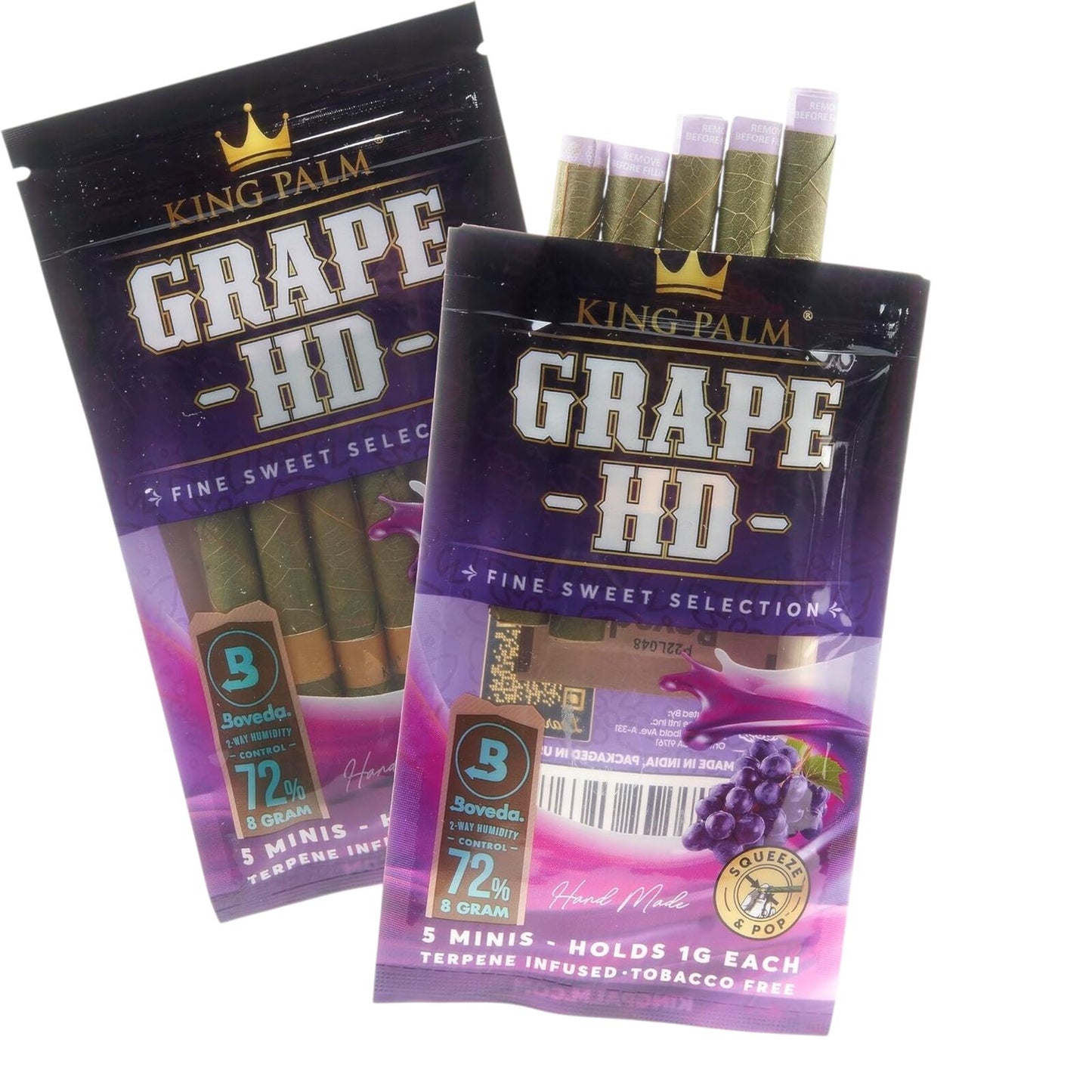 5 X King Palm Grape HD Mini Leaf Wraps