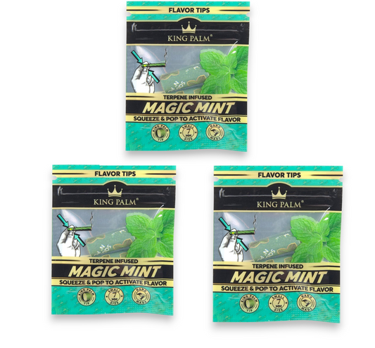 3 x King Palm Magic Mint Flavoured Filter Tips Smoking Tobacco - 2 Tips (6 Tips)