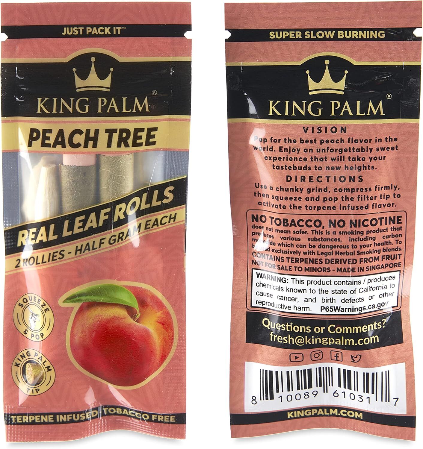 King Palm Peach Tree Rolls - 2 Pack