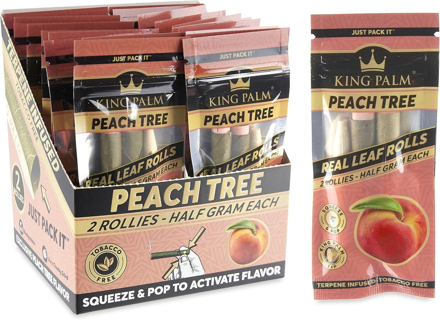 Box of 20 King Palm Peach Tree Flavoured Rolls