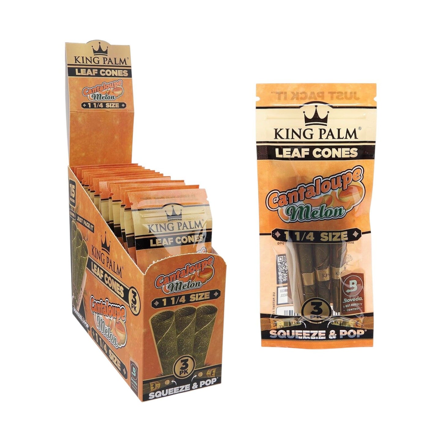 Box of 15 King Palm 1 1/4 Size Cantaloupe Melon Flavoured