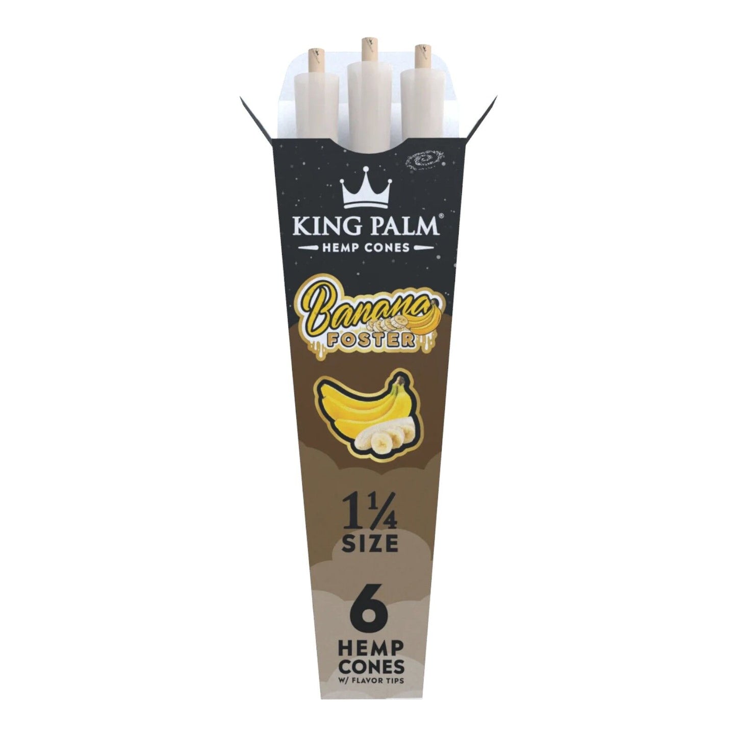 King Palm Banana Foster 1 1/4 Size Flavoured Cone - 6 Per Pack