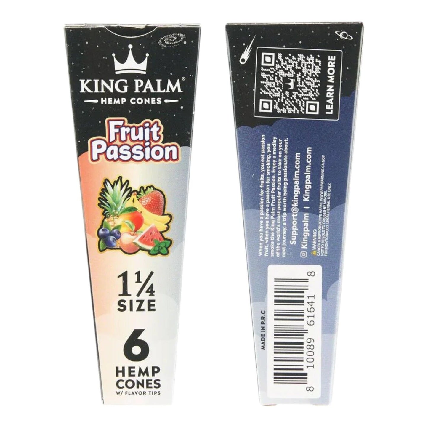 King Palm Fruit Passion 1 1/4 Size Flavoured Cone - 6 Per Pack