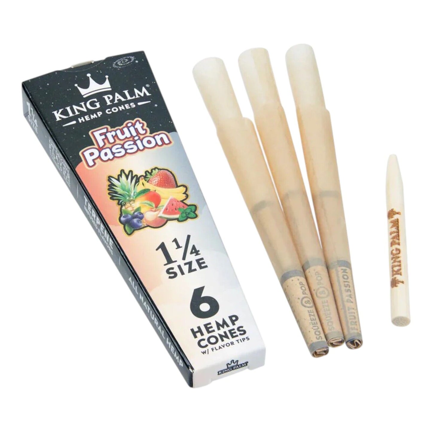 King Palm Fruit Passion 1 1/4 Size Flavoured Cone - 6 Per Pack