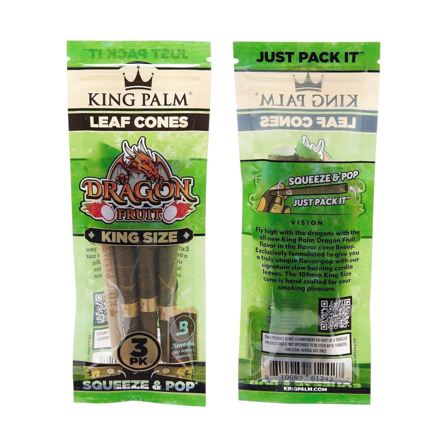 Box of 15 King Palm King Size Dragon Fruit Flavoured Roll