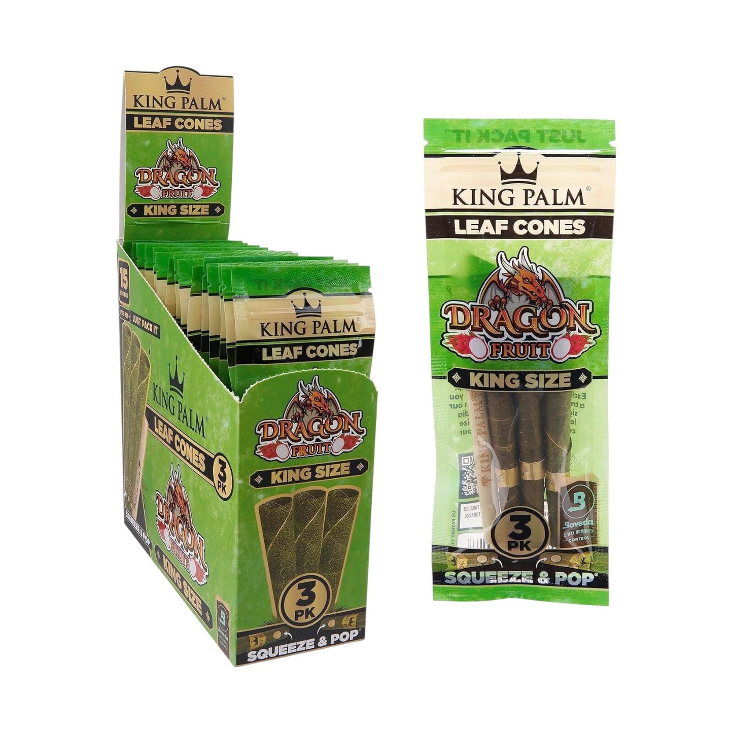 Box of 15 King Palm King Size Dragon Fruit Flavoured Roll