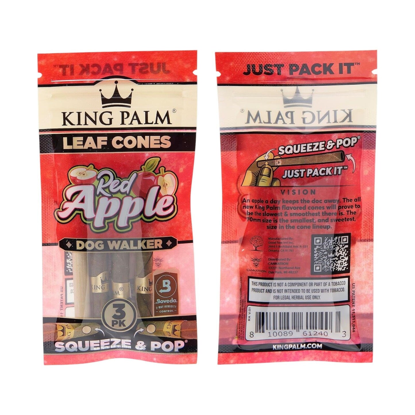 Box of 15 King Palm Red Apple Flavoured Roll