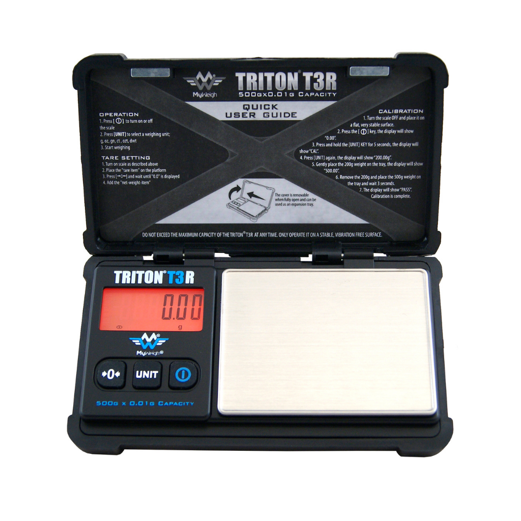 Triton T3R Rechargeable Scale 500g x 0.01g with Glass Weighing Tray