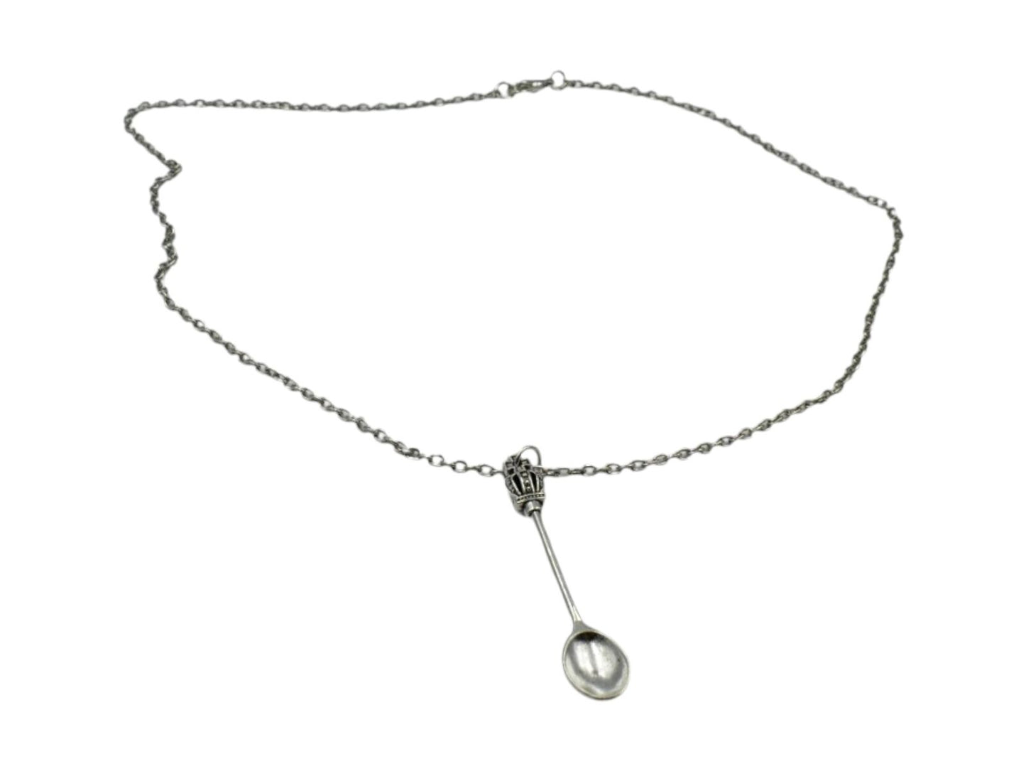 Silver Snuff Spoon Necklace Stainless Steel