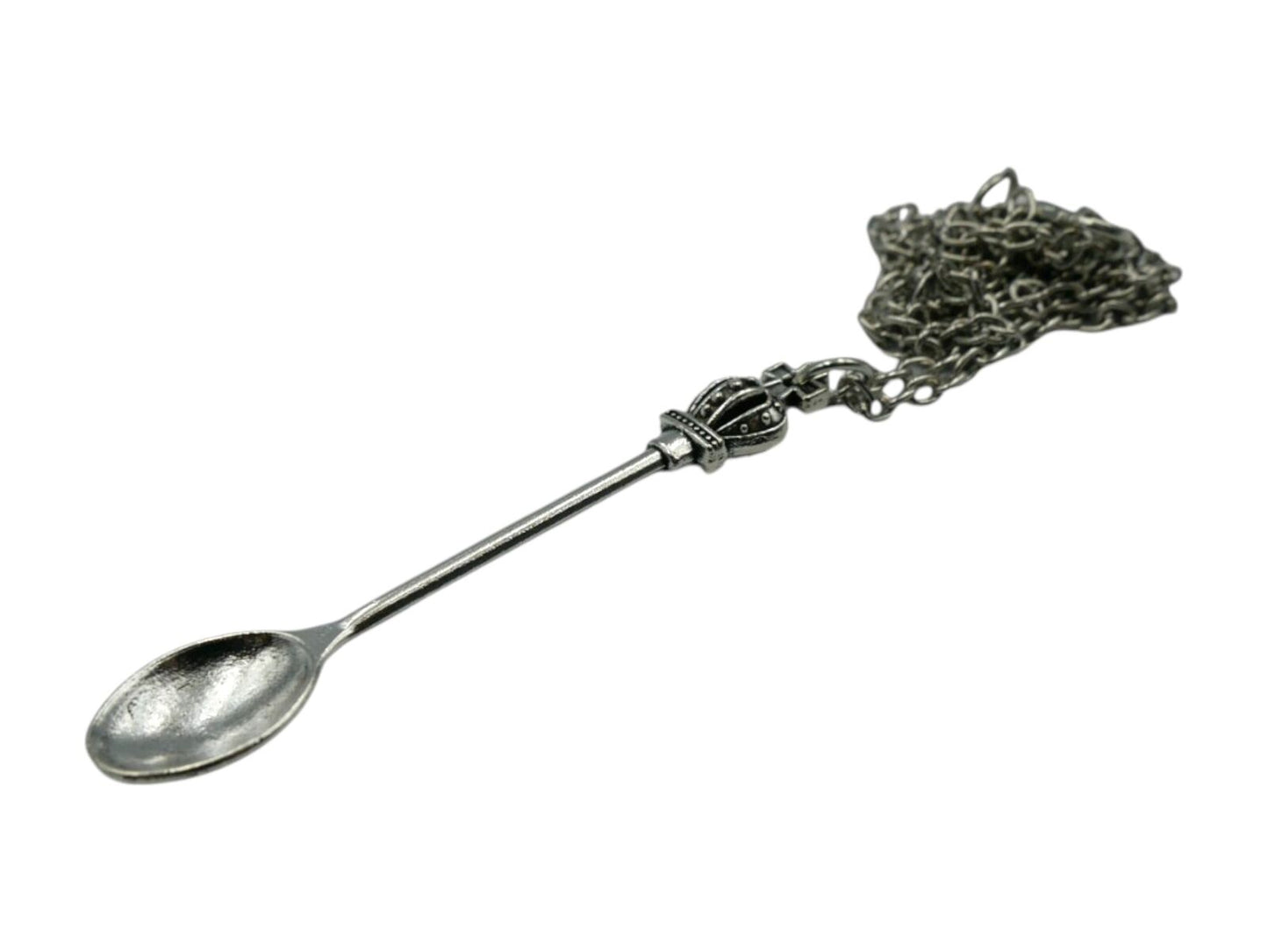 Silver Snuff Spoon Necklace Stainless Steel