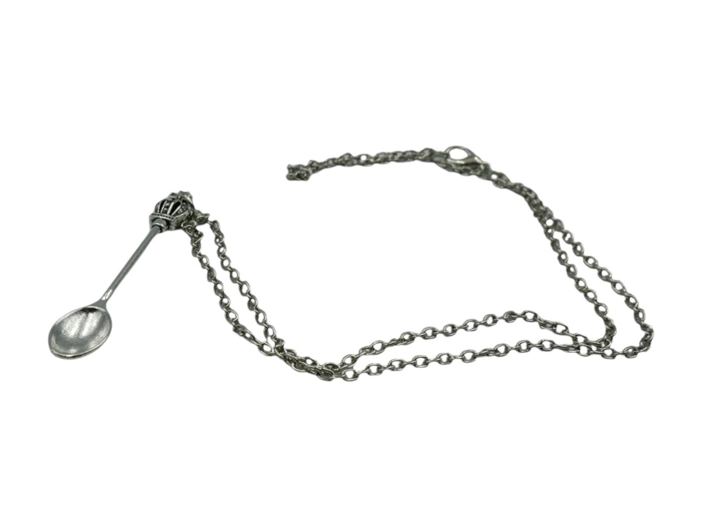 Silver Snuff Spoon Necklace Stainless Steel