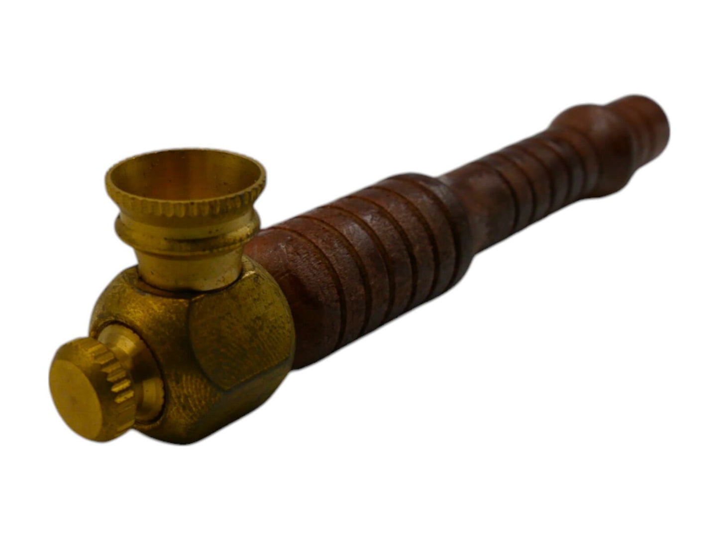 11.2cm Brass Metal Pipe Wooden Handle