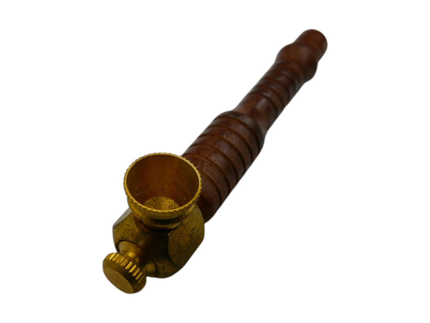 11.2cm Brass Metal Pipe Wooden Handle