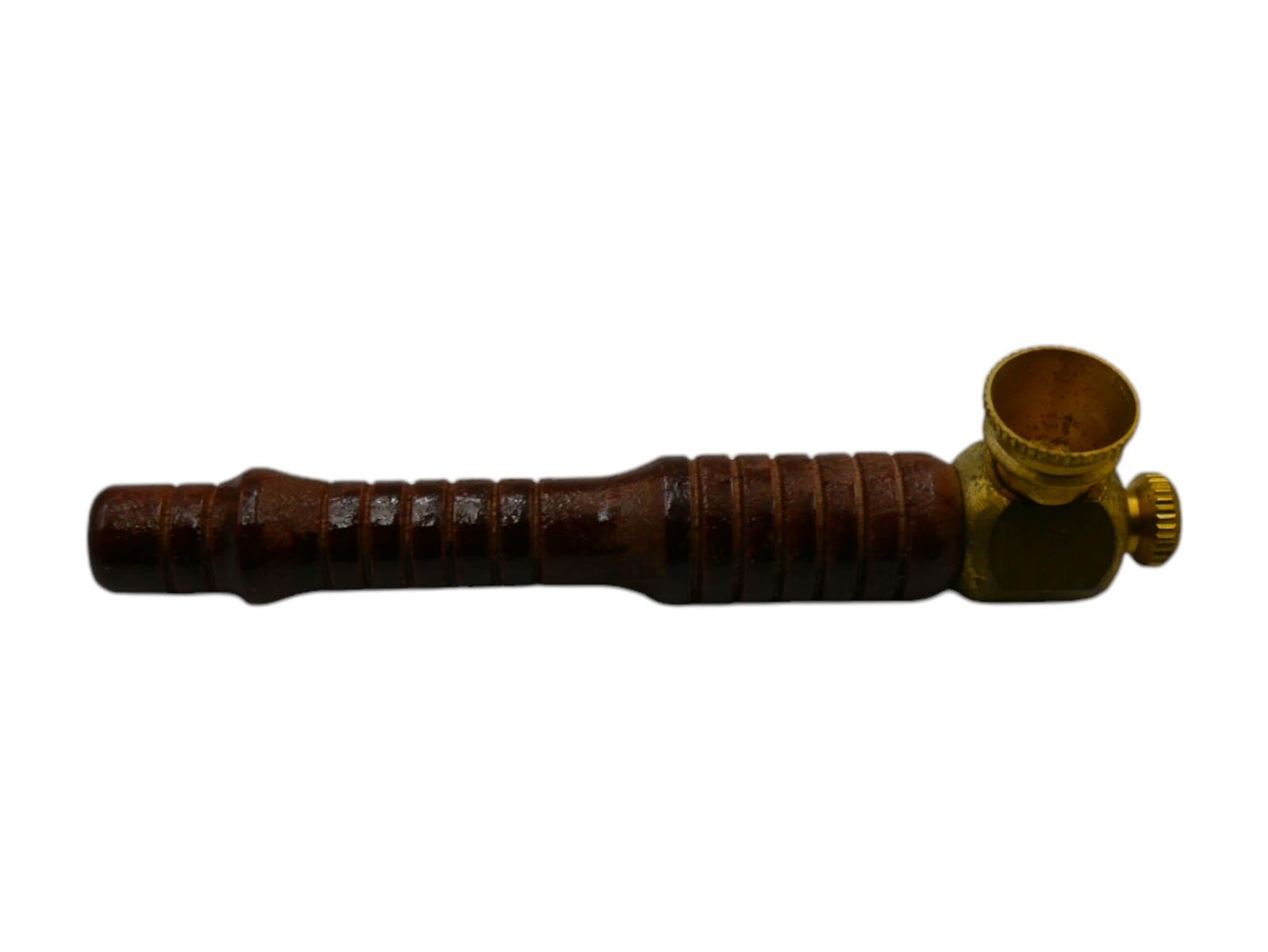 11.2cm Brass Metal Pipe Wooden Handle