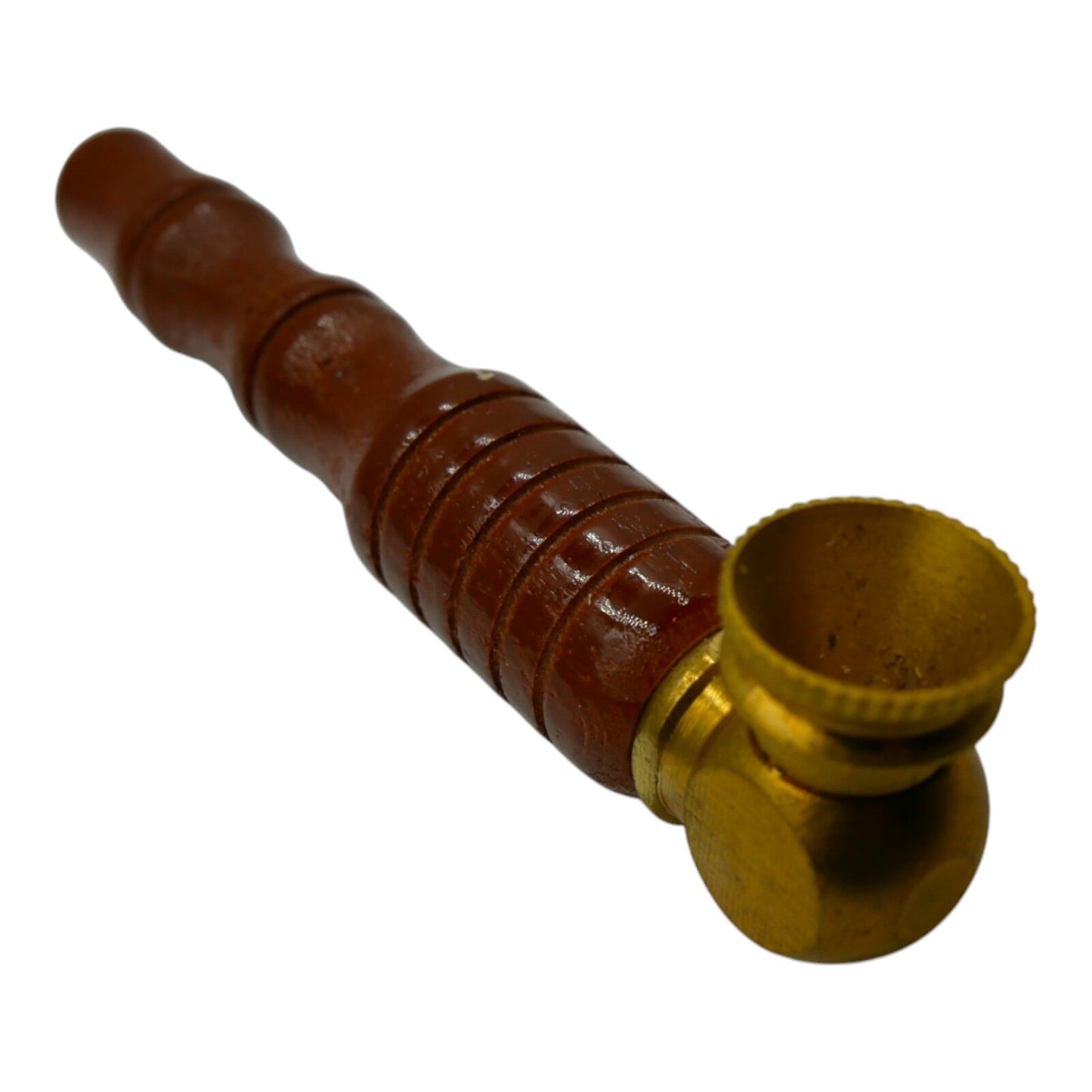 8.55cm Brass Metal Pipe Wooden Handle