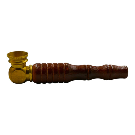 8.55cm Brass Metal Pipe Wooden Handle