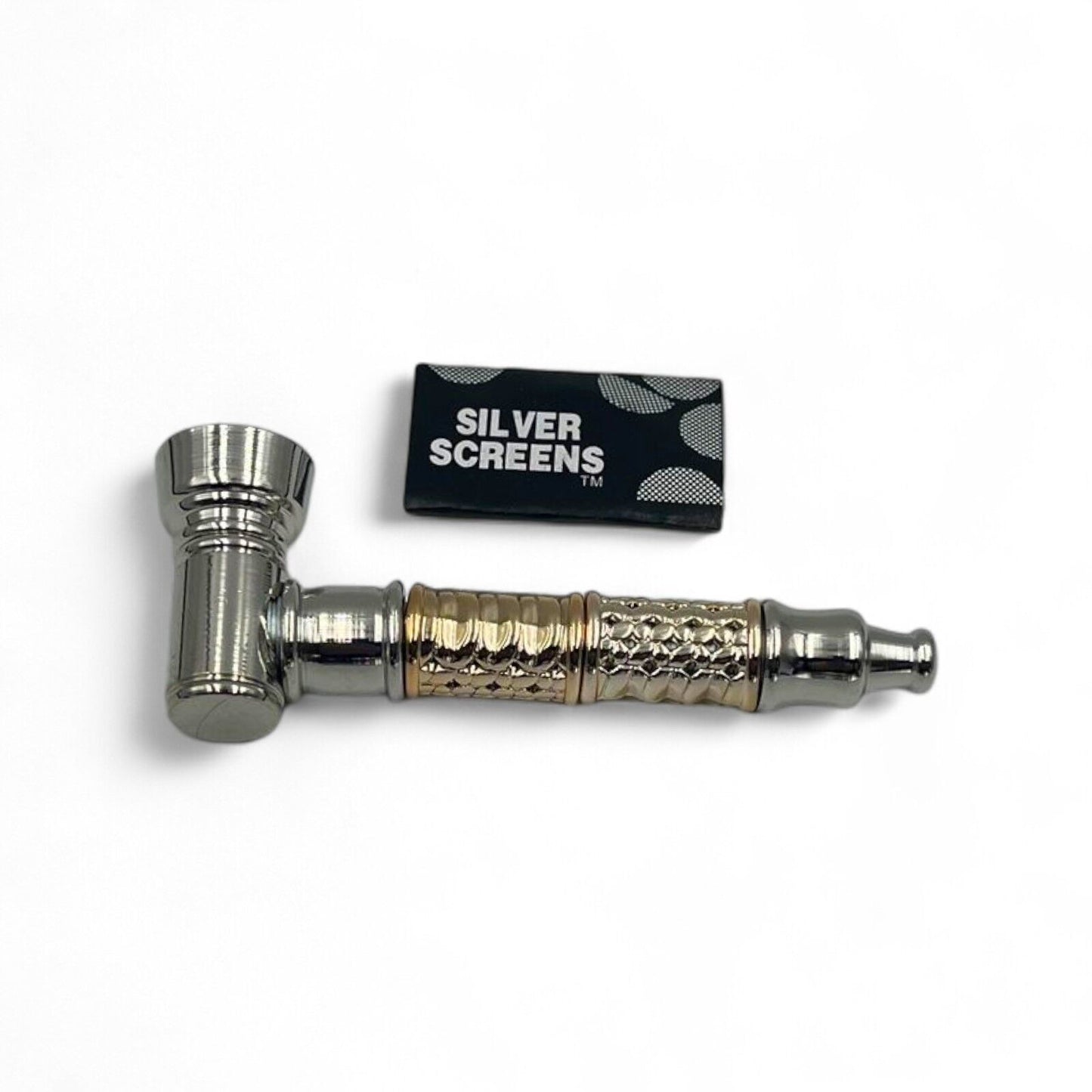 Pack of Silver and Gold Metal Smoking Pipes Washable Solid