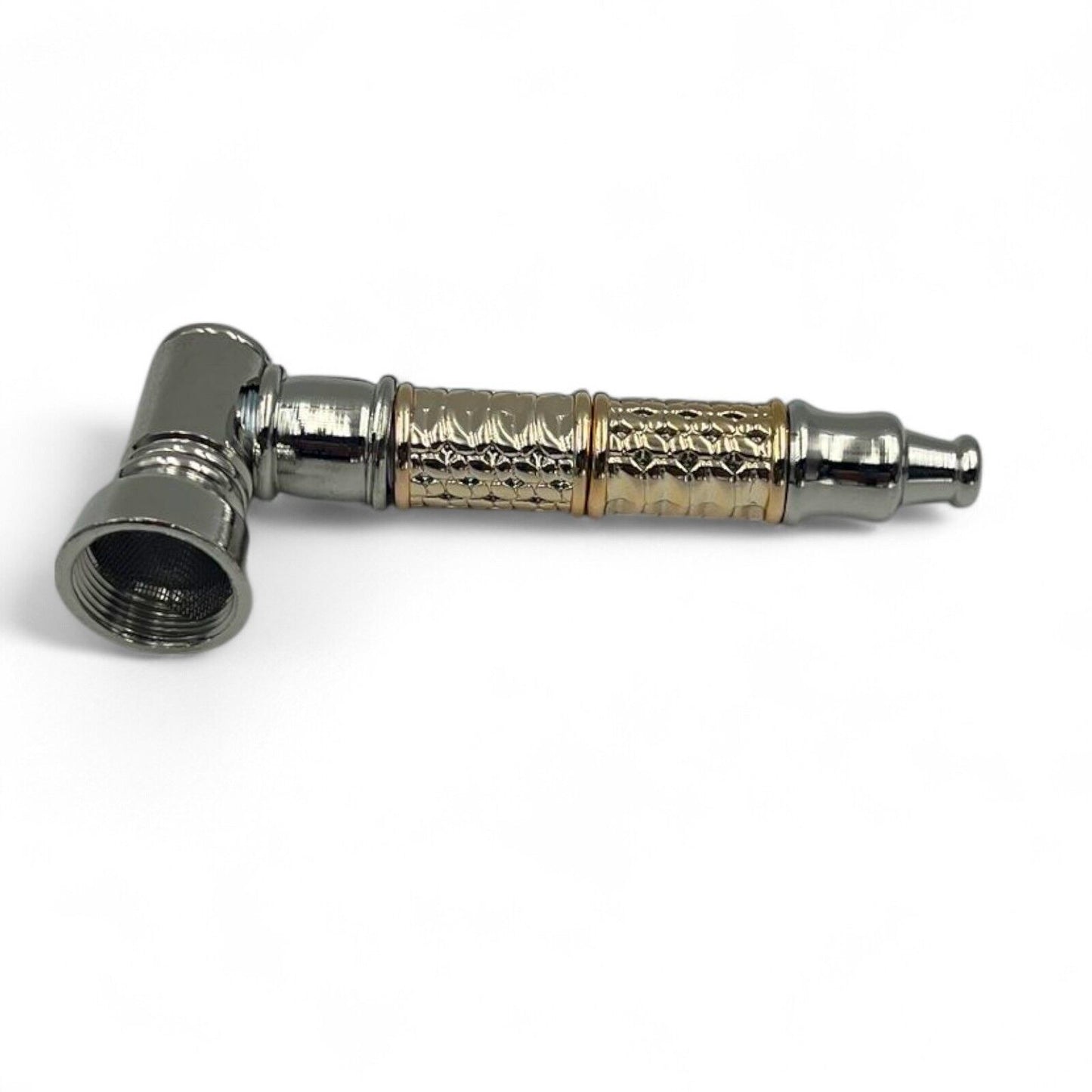 Pack of Silver and Gold Metal Smoking Pipes Washable Solid