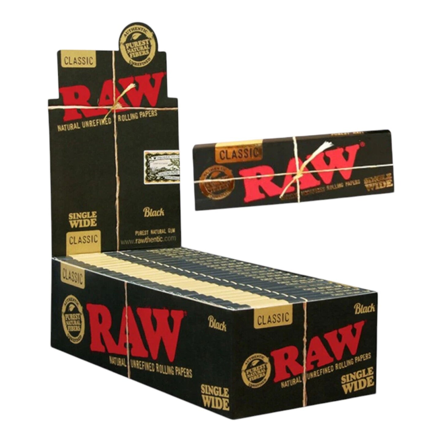 Box of 50 RAW Black Ultra Thin Single Wide Papers