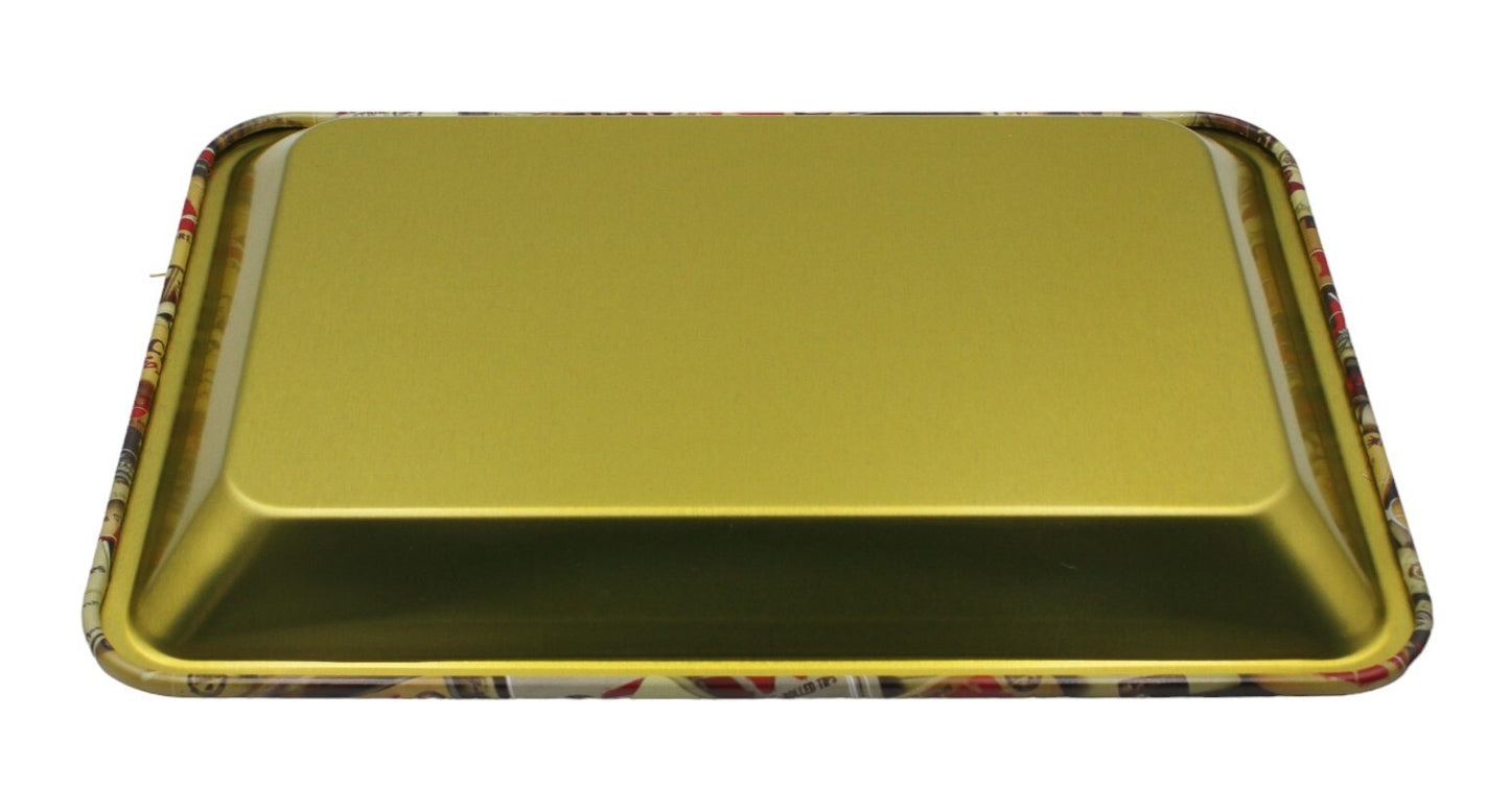 Raw Metal Rolling Tray - Mixed Design Mini (18x12cm)