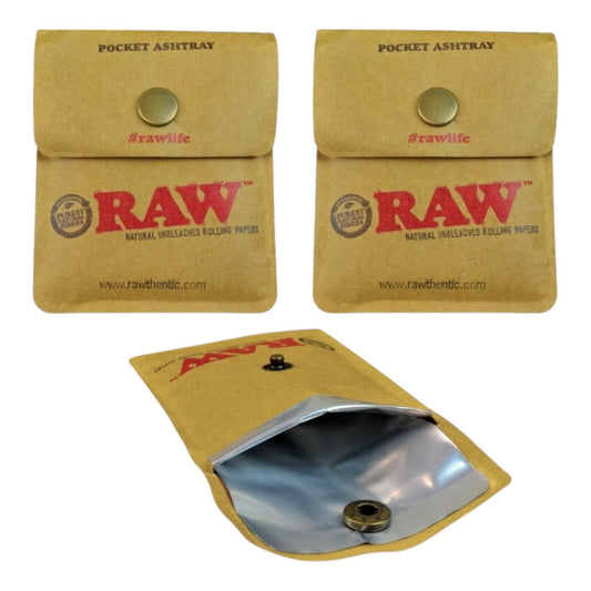 3 x Raw Pocket Ashtray Smoking Cigarette Tobacco Portable Flexible Foil Pouch