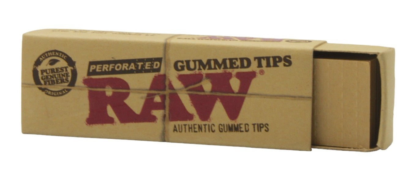 RAW Gummed Natural Perforated Filter Tips - 33 Tips Per Book