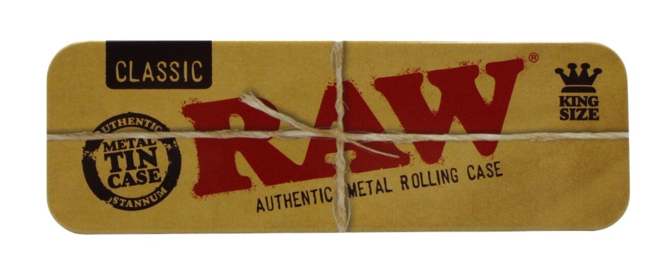 RAW King Size Metal Tin Case + FREE Organic Hemp Paper with Tips
