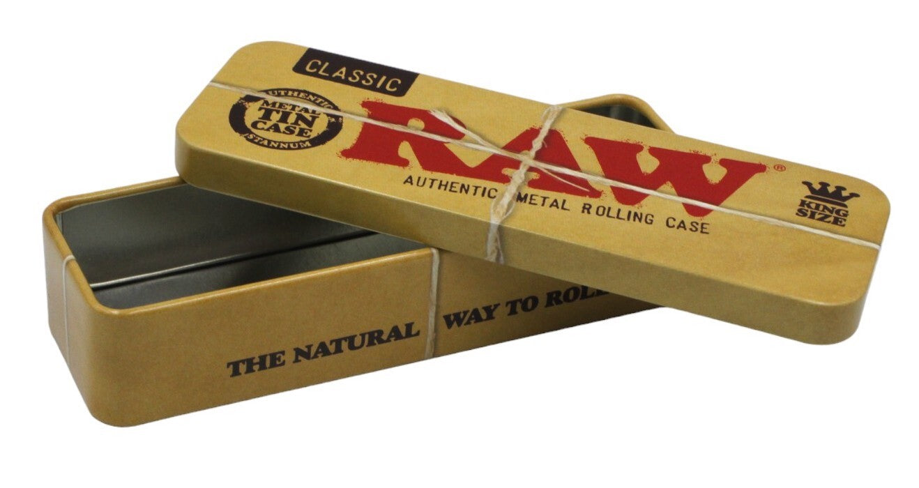 RAW King Size Metal Tin Case + FREE Organic Hemp Paper with Tips